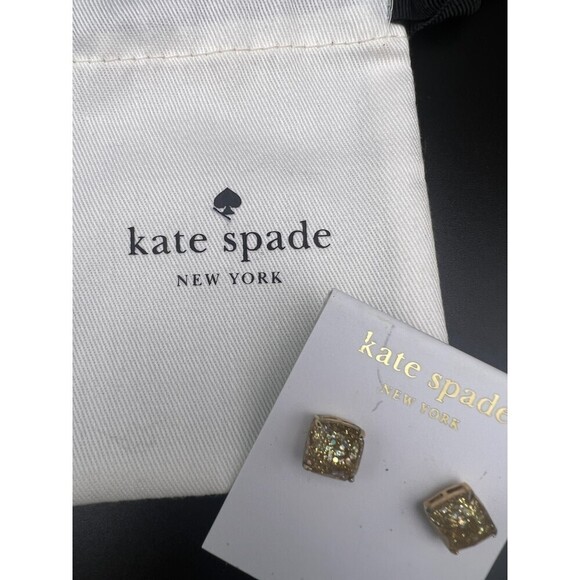 KATE Spade Gold Sparkle Stud Earrings NWT - Picture 7 of 13